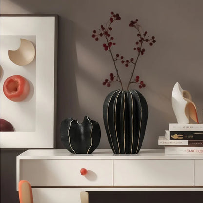 Ceramic Vase | Irregular Coral Wave Petal Shaped Flower Arrangement Decor