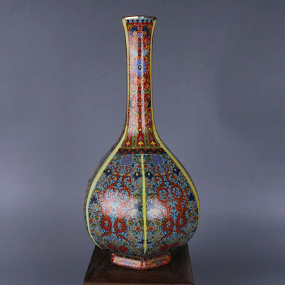 Porcelain Antiqued Distressed Vase | Chinese Style Decorative Bottle | Vintage Home Decor Accent