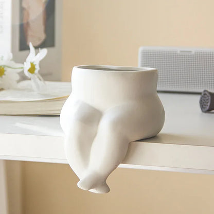 Ceramic Leg Vase – Body Art Decorative Flower Pot | Hydroponic Succulent Planter & Living Room Decor