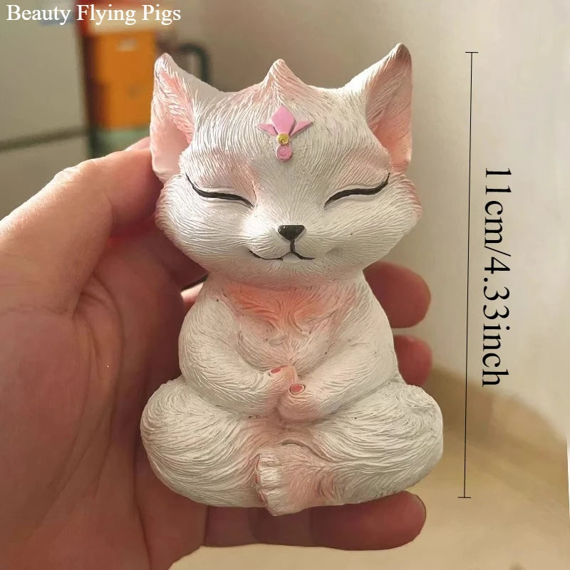 Resin Nine Tailed Fox Sculpture | Animal Figurine Home Decor