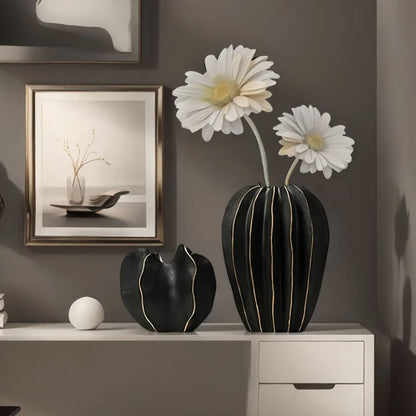 Ceramic Vase | Irregular Coral Wave Petal Shaped Flower Arrangement Decor