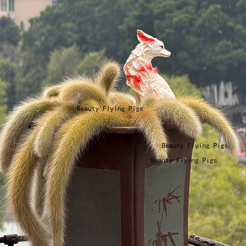 Resin Nine Tailed Fox Sculpture | Animal Figurine Home Decor