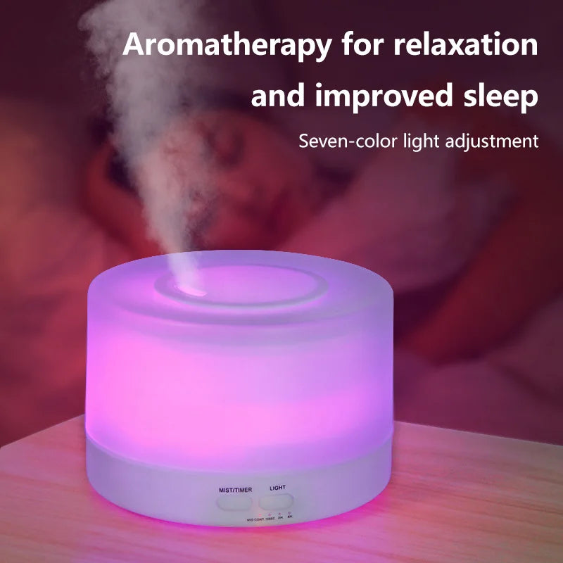 700ml Wood Grain Humidifier | Aromatherapy Diffuser with Colorful Night Light