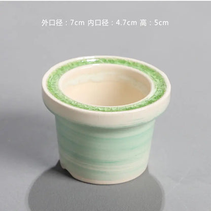 Ceramic Glazed Mini Flower Pot – Hand-Painted Ice Split Thumb Basin | Creative Round Mouth Succulent & Fleshy Plant Pot