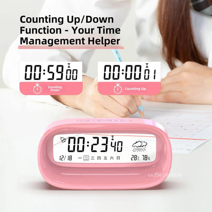 Rechargeable Cartoon Alarm Clock | Digital Calendar with Night Light