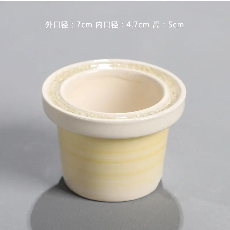 Ceramic Glazed Mini Flower Pot – Hand-Painted Ice Split Thumb Basin | Creative Round Mouth Succulent & Fleshy Plant Pot