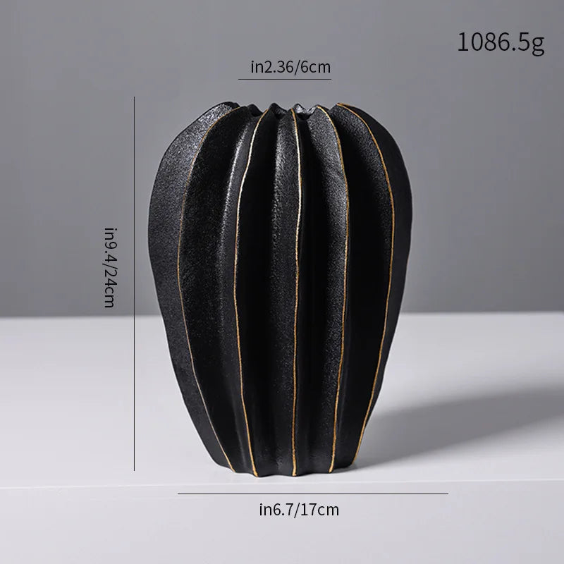 Ceramic Vase | Irregular Coral Wave Petal Shaped Flower Arrangement Decor