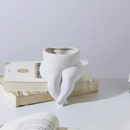 Ceramic Leg Vase – Body Art Decorative Flower Pot | Hydroponic Succulent Planter & Living Room Decor