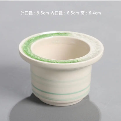 Ceramic Glazed Mini Flower Pot – Hand-Painted Ice Split Thumb Basin | Creative Round Mouth Succulent & Fleshy Plant Pot