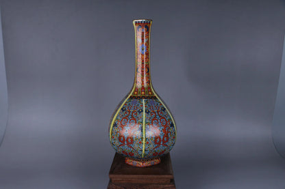 Porcelain Antiqued Distressed Vase | Chinese Style Decorative Bottle | Vintage Home Decor Accent