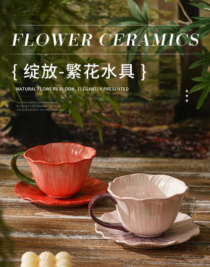 Ceramic Coffee Cup & Saucer Set | Afternoon Tea Latte Cup for Home & Cafe