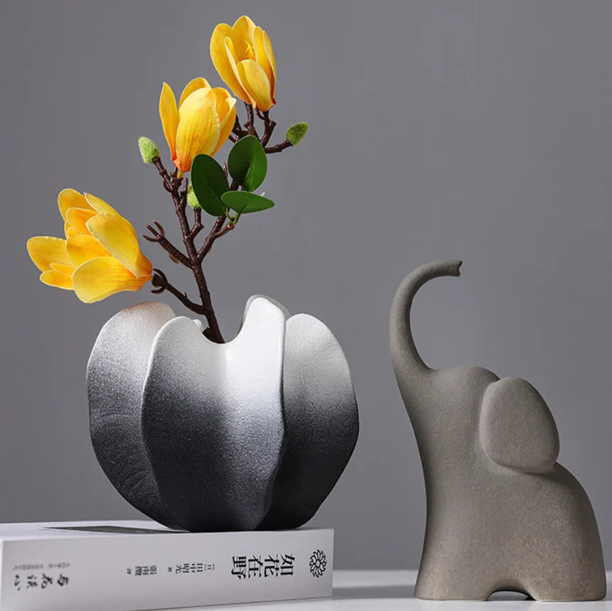 Ceramic Vase | Irregular Coral Wave Petal Shaped Flower Arrangement Decor