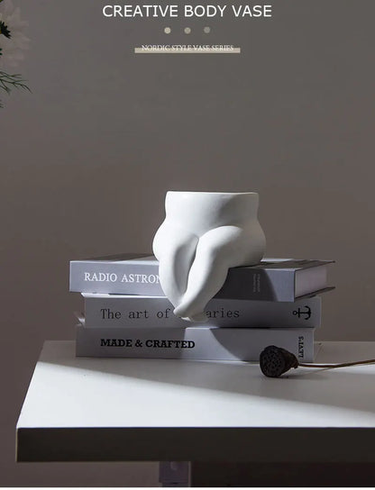 Ceramic Leg Vase – Body Art Decorative Flower Pot | Hydroponic Succulent Planter & Living Room Decor
