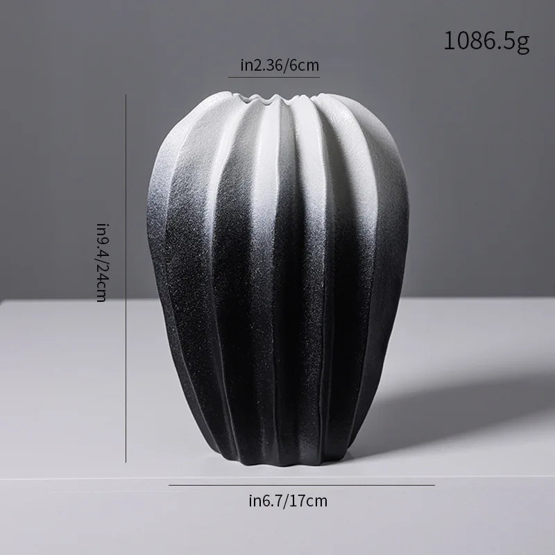 Ceramic Vase | Irregular Coral Wave Petal Shaped Flower Arrangement Decor