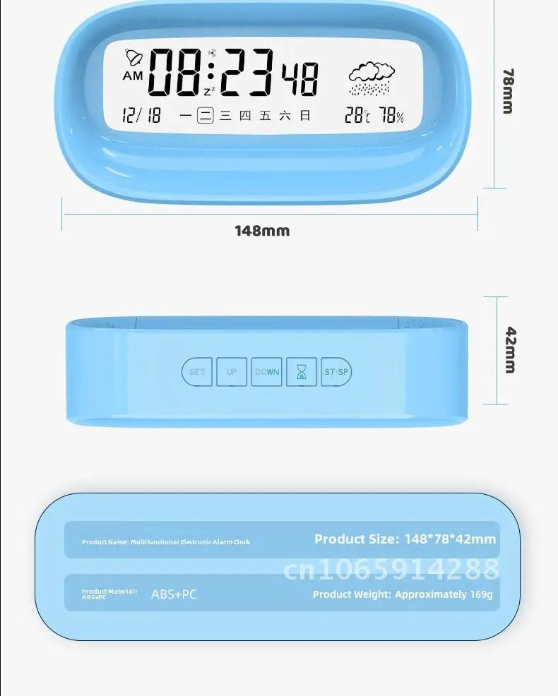 Rechargeable Cartoon Alarm Clock | Digital Calendar with Night Light