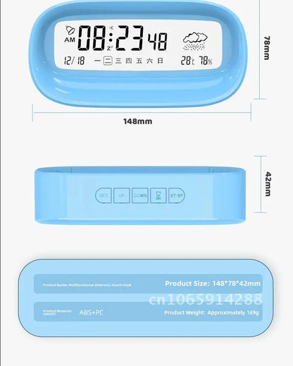 Rechargeable Cartoon Alarm Clock | Digital Calendar with Night Light