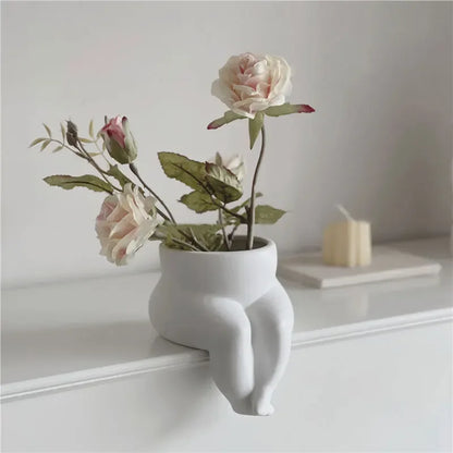 Ceramic Leg Vase – Body Art Decorative Flower Pot | Hydroponic Succulent Planter & Living Room Decor