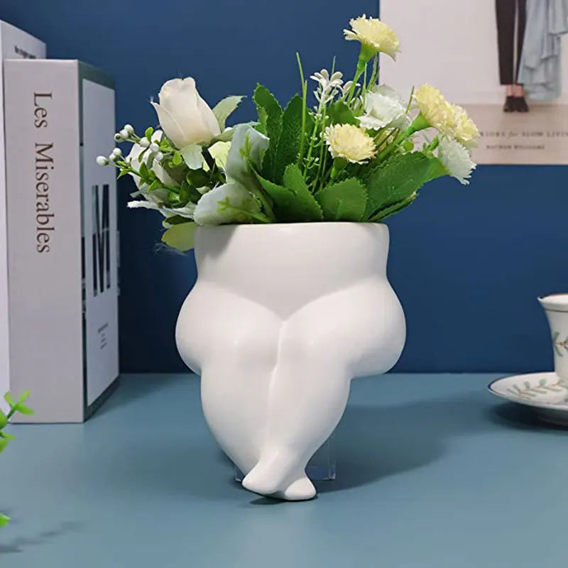 Ceramic Leg Vase – Body Art Decorative Flower Pot | Hydroponic Succulent Planter & Living Room Decor