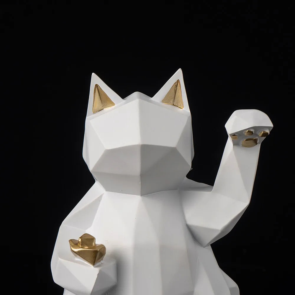 Resin Lucky Cat Statue | Nordic Animal Figurine Home Decor
