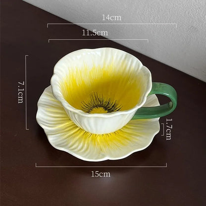 Ceramic Coffee Cup & Saucer Set | Afternoon Tea Latte Cup for Home & Cafe