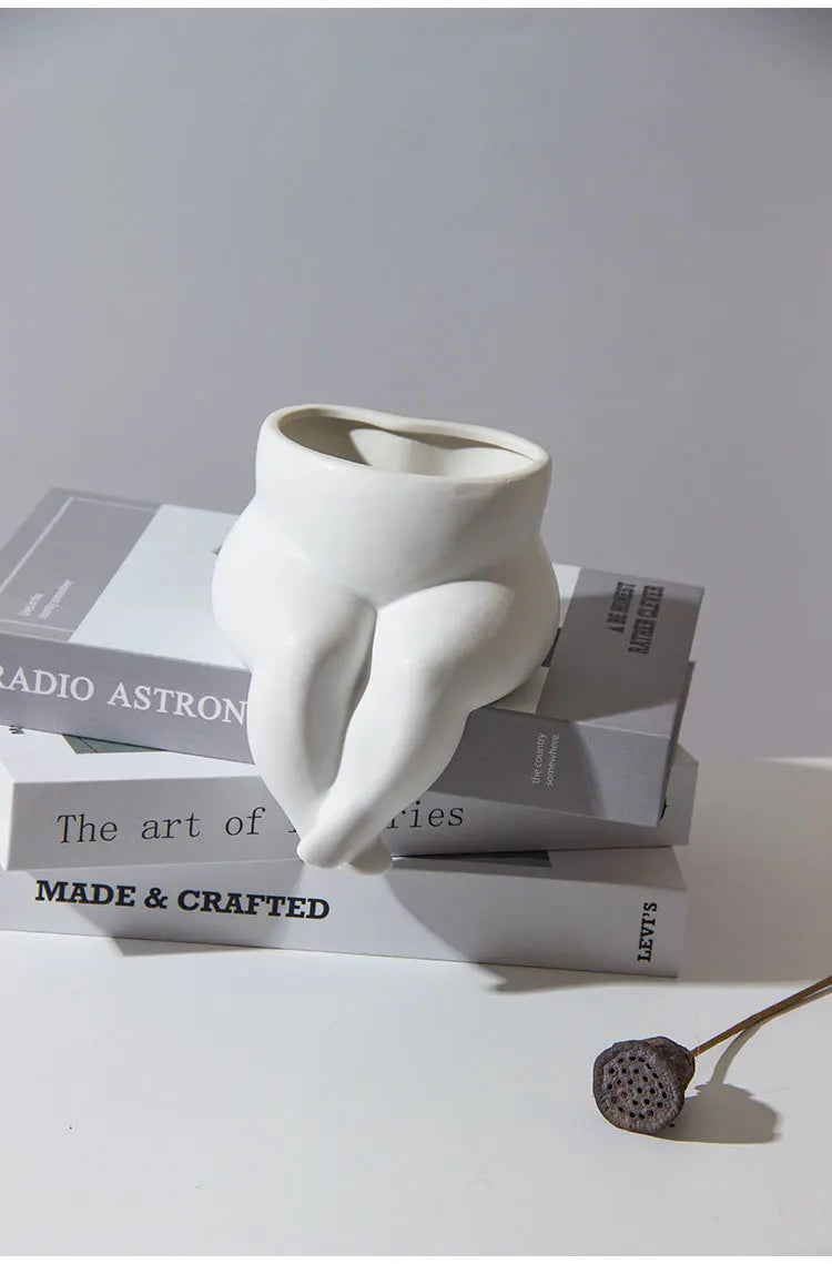 Ceramic Leg Vase – Body Art Decorative Flower Pot | Hydroponic Succulent Planter & Living Room Decor