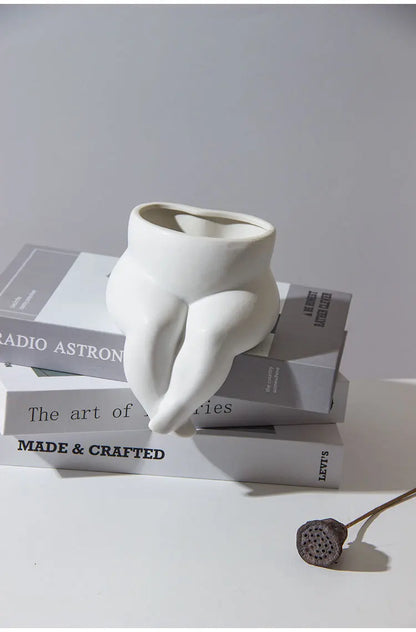 Ceramic Leg Vase – Body Art Decorative Flower Pot | Hydroponic Succulent Planter & Living Room Decor
