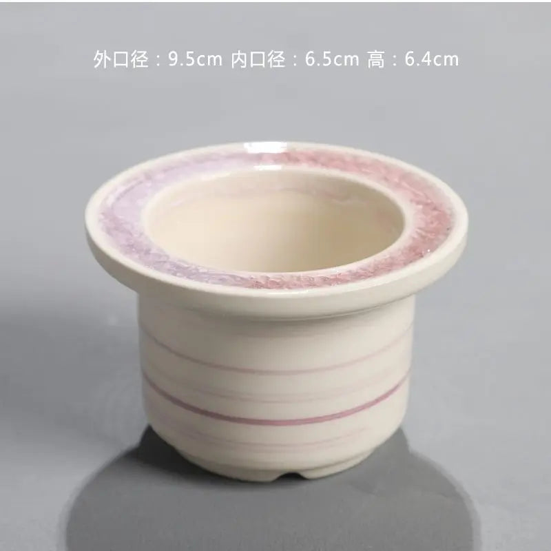 Ceramic Glazed Mini Flower Pot – Hand-Painted Ice Split Thumb Basin | Creative Round Mouth Succulent & Fleshy Plant Pot