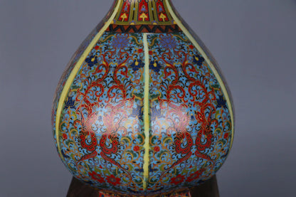 Porcelain Antiqued Distressed Vase | Chinese Style Decorative Bottle | Vintage Home Decor Accent
