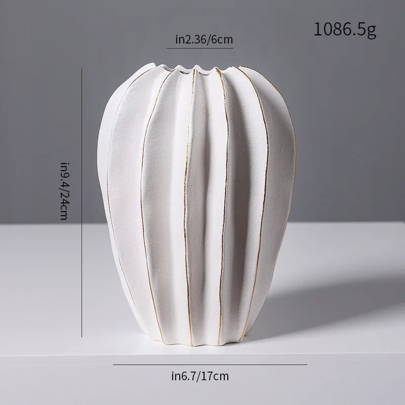 Ceramic Vase | Irregular Coral Wave Petal Shaped Flower Arrangement Decor