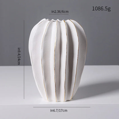 Ceramic Vase | Irregular Coral Wave Petal Shaped Flower Arrangement Decor