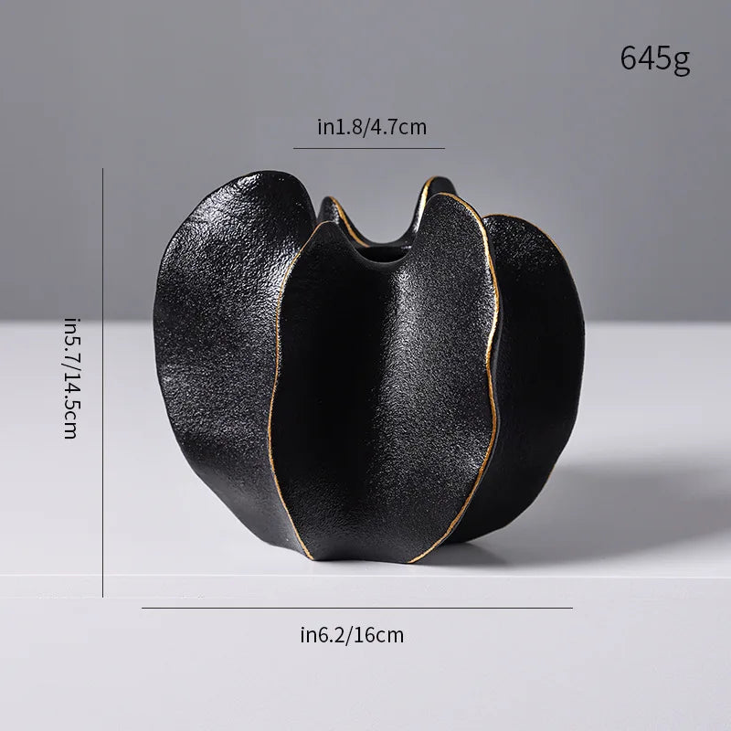 Ceramic Vase | Irregular Coral Wave Petal Shaped Flower Arrangement Decor