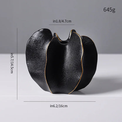 Ceramic Vase | Irregular Coral Wave Petal Shaped Flower Arrangement Decor