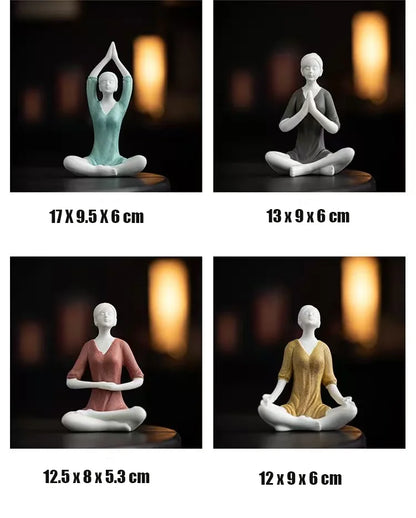 Ceramic Yoga Girl Figurine | Zen Home & Office Table Decor Sculpture