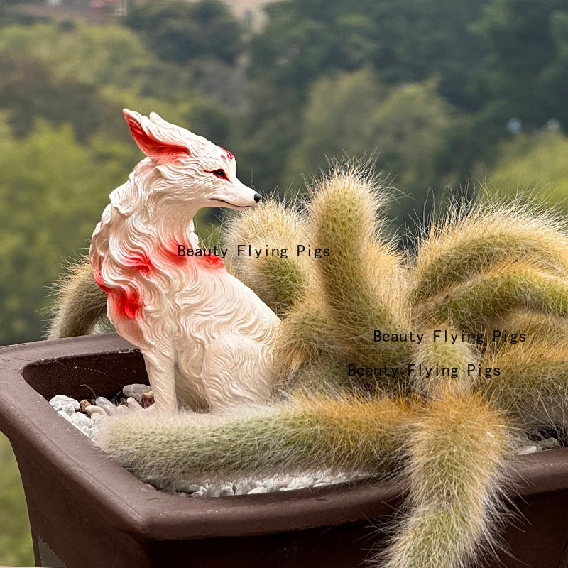 Resin Nine Tailed Fox Sculpture | Animal Figurine Home Decor