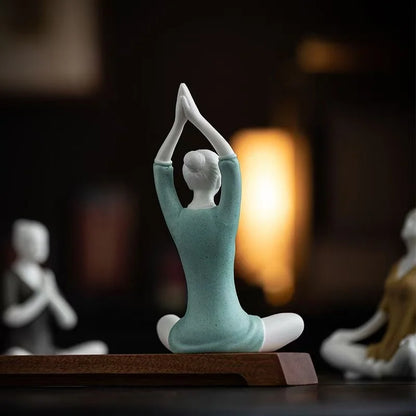 Ceramic Yoga Girl Figurine | Zen Home & Office Table Decor Sculpture