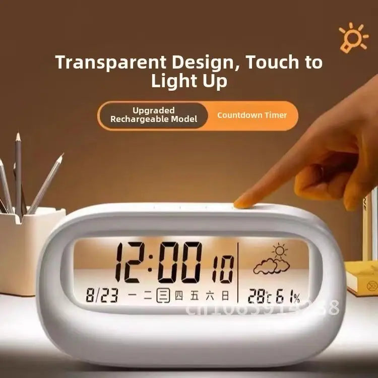 Rechargeable Cartoon Alarm Clock | Digital Calendar with Night Light