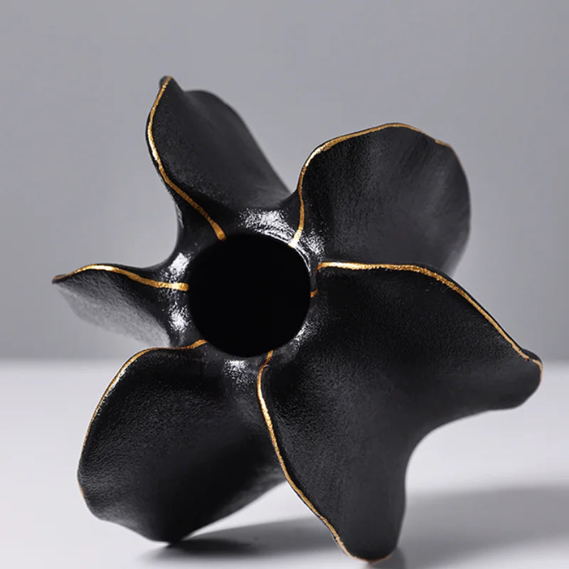 Ceramic Vase | Irregular Coral Wave Petal Shaped Flower Arrangement Decor