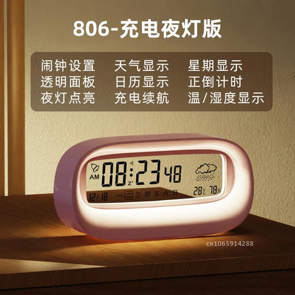 Rechargeable Cartoon Alarm Clock | Digital Calendar with Night Light