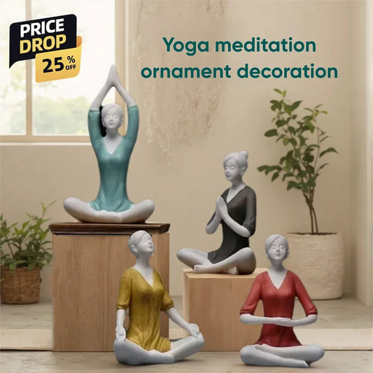 Ceramic Yoga Girl Figurine | Zen Home & Office Table Decor Sculpture