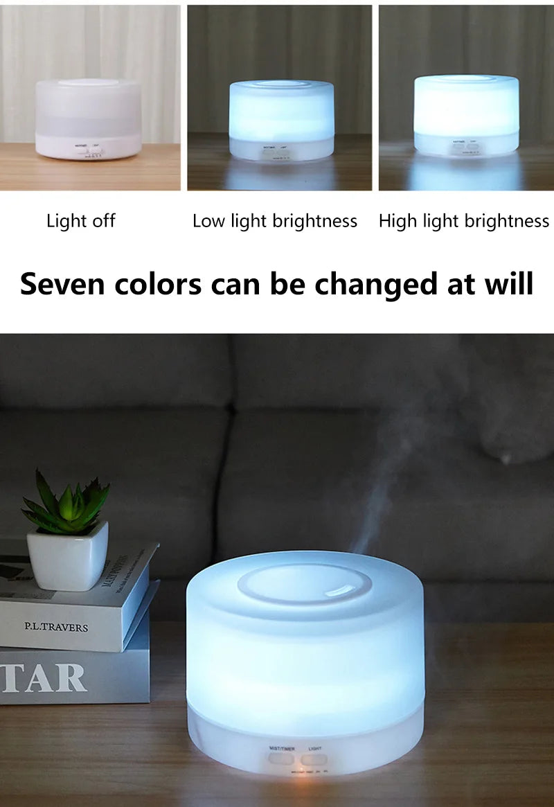 700ml Wood Grain Humidifier | Aromatherapy Diffuser with Colorful Night Light
