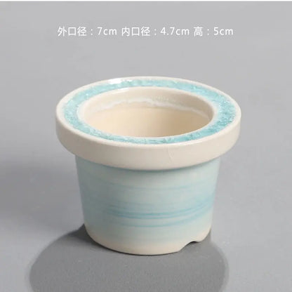 Ceramic Glazed Mini Flower Pot – Hand-Painted Ice Split Thumb Basin | Creative Round Mouth Succulent & Fleshy Plant Pot