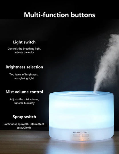 700ml Wood Grain Humidifier | Aromatherapy Diffuser with Colorful Night Light