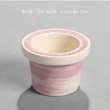 Ceramic Glazed Mini Flower Pot – Hand-Painted Ice Split Thumb Basin | Creative Round Mouth Succulent & Fleshy Plant Pot