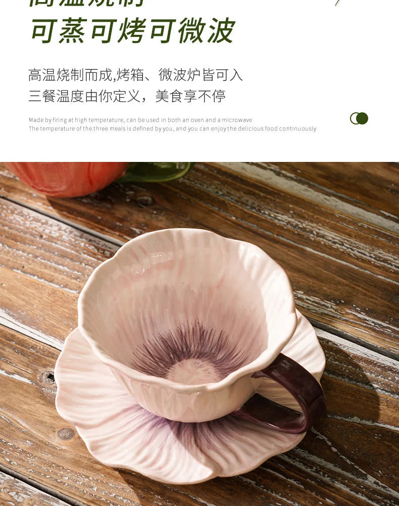 Ceramic Coffee Cup & Saucer Set | Afternoon Tea Latte Cup for Home & Cafe