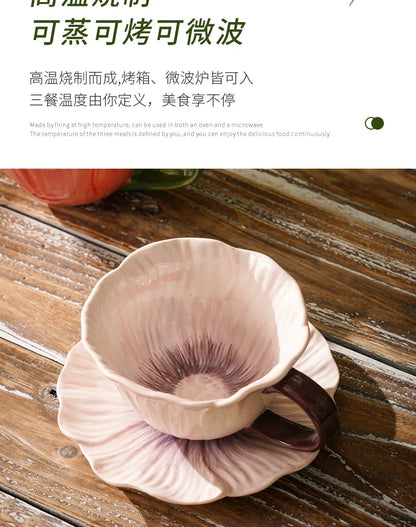 Ceramic Coffee Cup & Saucer Set | Afternoon Tea Latte Cup for Home & Cafe