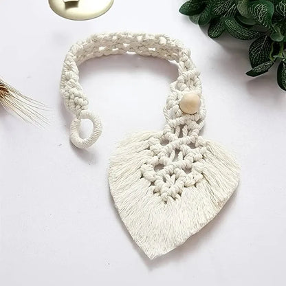 Handmade Boho Curtain Ties | Braided Cotton Rope Tassel Leaf Holdbacks