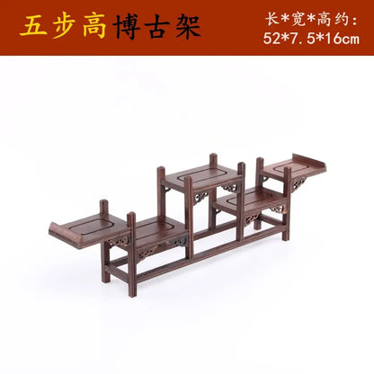 Retro Solid Wood Tea Set Display Rack | Storage & Organizer Stand